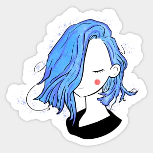 Pretty girl short hairstyles - full blue black Sticker